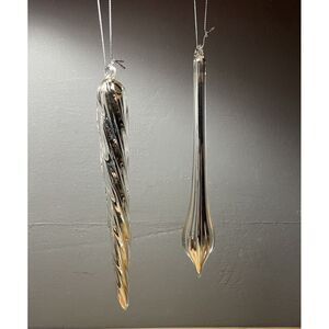 Silver Lined Glass Icicle And Teardrop Ornaments